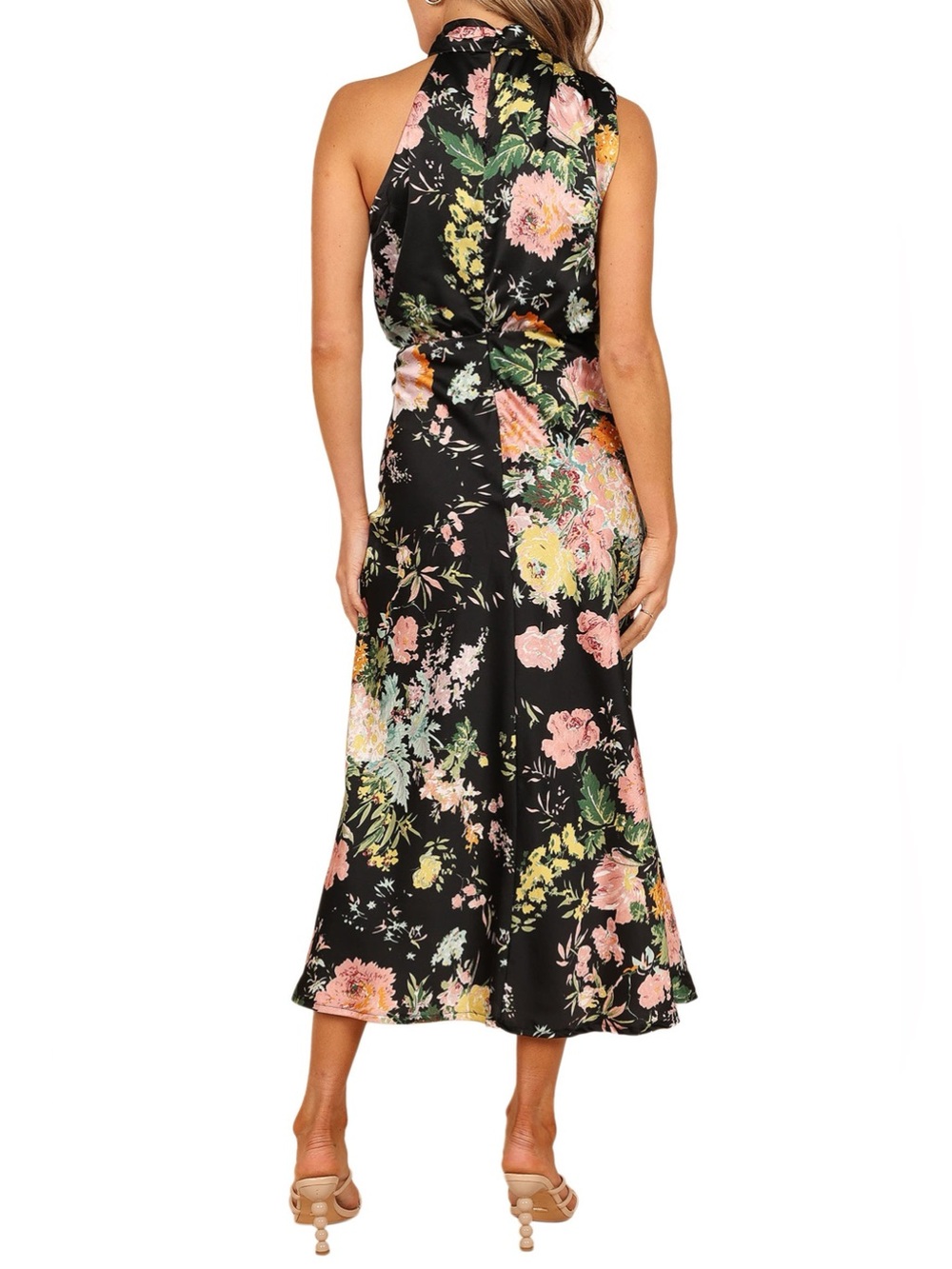 Petal & Pup Anabelle Funnel Neck Satin Midi - Picture 2 of 9